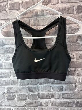 Nike Black Racerback Dri-FIT Sports Bra with White Swoosh